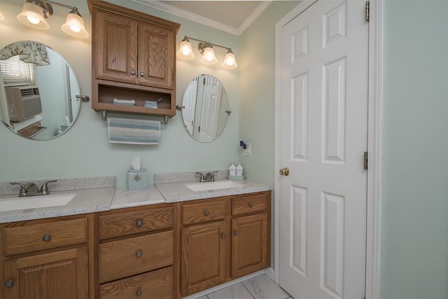 769 Federal St, Belchertown, MA 01007 - bathroom with double vanity and ornamental molding