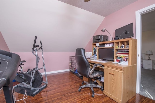 769 Federal St, Belchertown, MA 01007 - home office with lofted ceiling and dark wood finished floors
