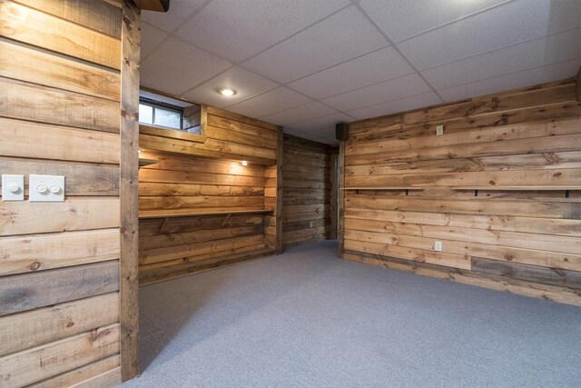 769 Federal St, Belchertown, MA 01007 - carpeted empty room featuring wood walls and recessed lighting