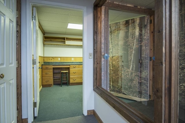 769 Federal St, Belchertown, MA 01007 - hall with a drop ceiling and carpet flooring