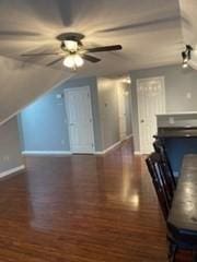 769 Federal St, Belchertown, MA 01007 - bonus room featuring ceiling fan, lofted ceiling, and wood finished floors