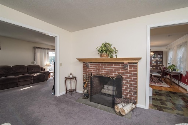 769 Federal St, Belchertown, MA 01007 - carpeted living area with a brick fireplace