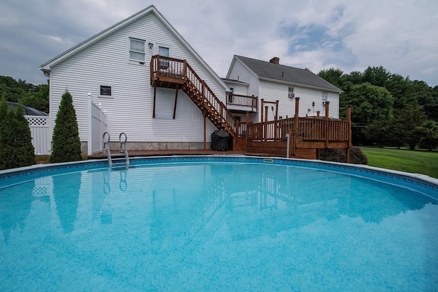 769 Federal St, Belchertown, MA 01007 - outdoor pool with stairs, a deck, and grilling area