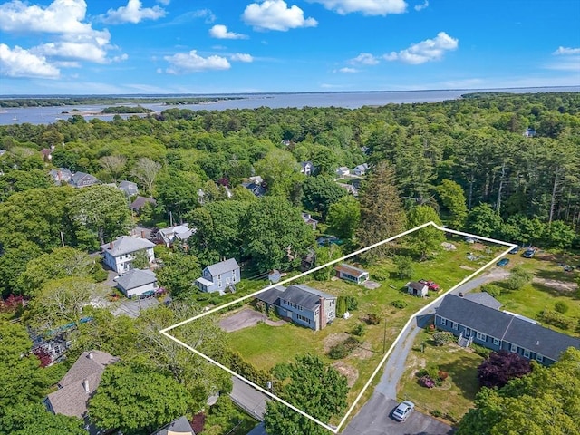 10 Briggs Ln, Marion, MA 02738 - view of property location with a nearby body of water, property parcel outlined, and a forest