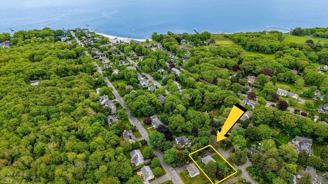 16 Stoneledge Rd, Dartmouth, MA 02748 - aerial overview of property's location featuring a large body of water and property boundaries highlighted