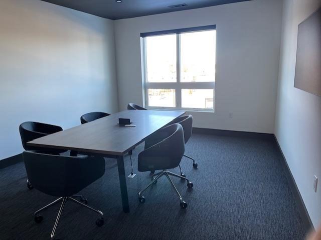 view of carpeted office space