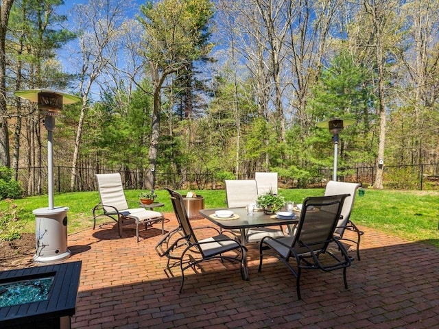 view of patio / terrace featuring a fenced backyard and outdoor dining space