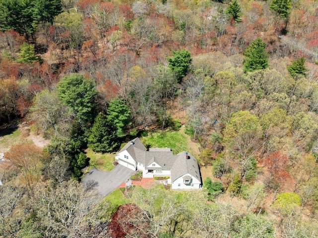 aerial view with a forest view