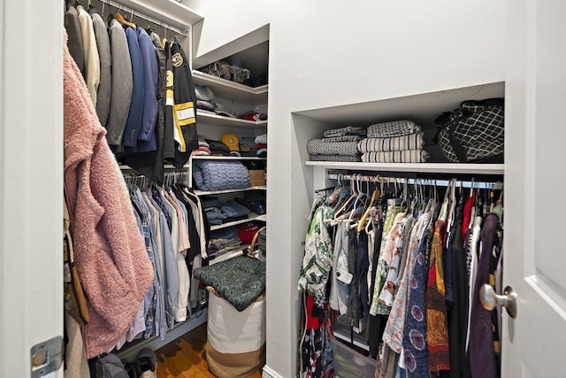 spacious closet featuring wood finished floors