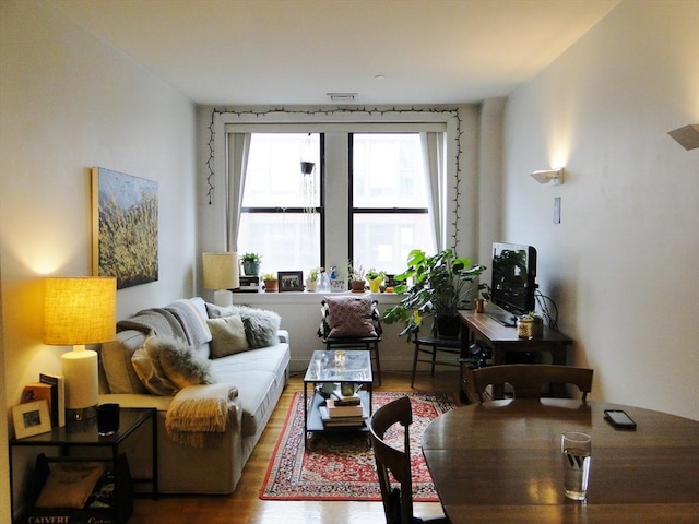 living room with wood-type flooring