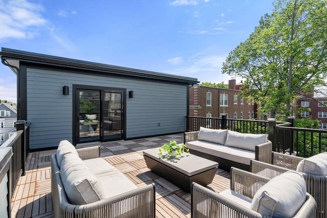 31 Evergreen St Unit 2, Boston, MA 02130 - wooden terrace featuring an outdoor living space