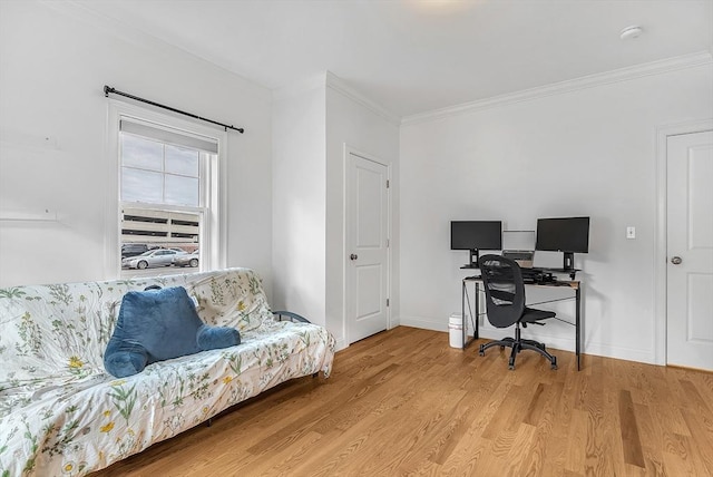 3 Lowell St Unit 1, Waltham, MA 02453 - office space with crown molding, light wood-style flooring, and baseboards