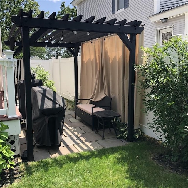 14 Highland St, Clinton, MA 01510 - view of patio / terrace with a pergola and grilling area