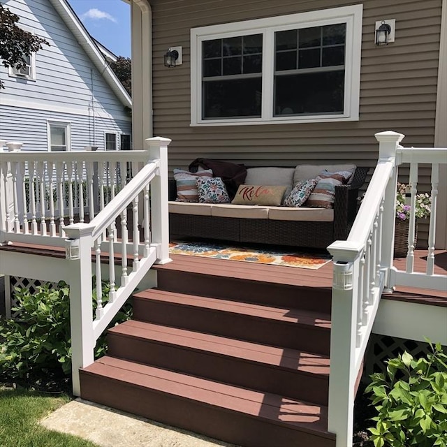 14 Highland St, Clinton, MA 01510 - deck featuring outdoor lounge area and stairway