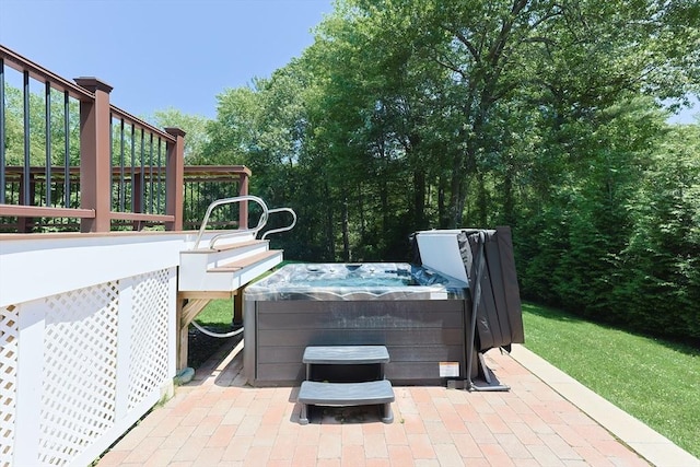 5 Windsor Rd, Lynnfield, MA 01940 - view of patio featuring a hot tub and stairway