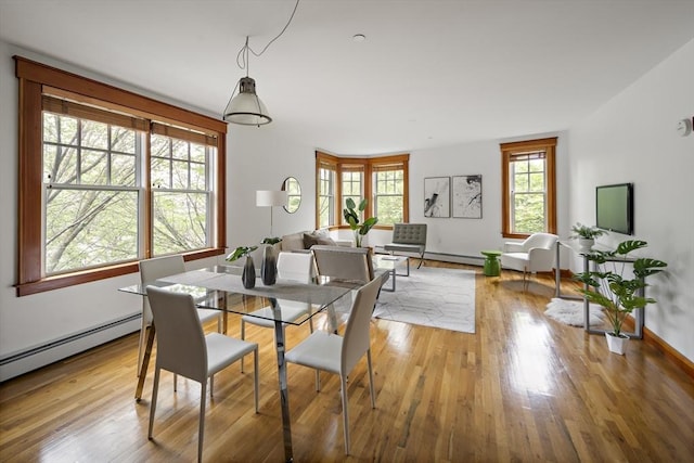 432 Norfolk St Unit 3B, Somerville, MA 02143 - dining area featuring wood finished floors and a baseboard heating unit