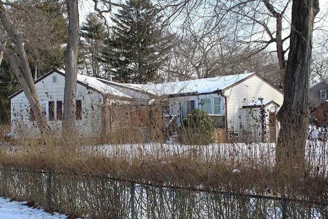 view of snowy exterior