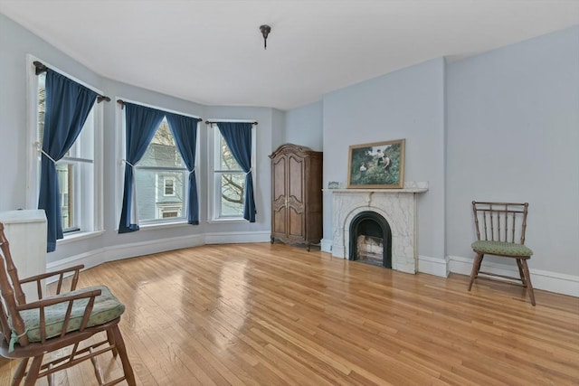 living area featuring light hardwood / wood-style floors