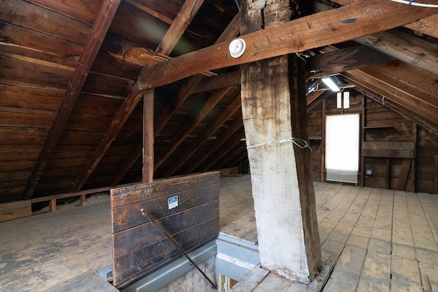 view of unfinished attic