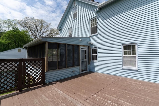 deck featuring a sunroom