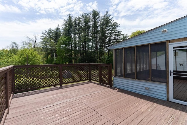 wooden terrace with a sunroom
