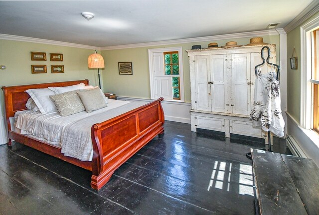 bedroom with ornamental molding