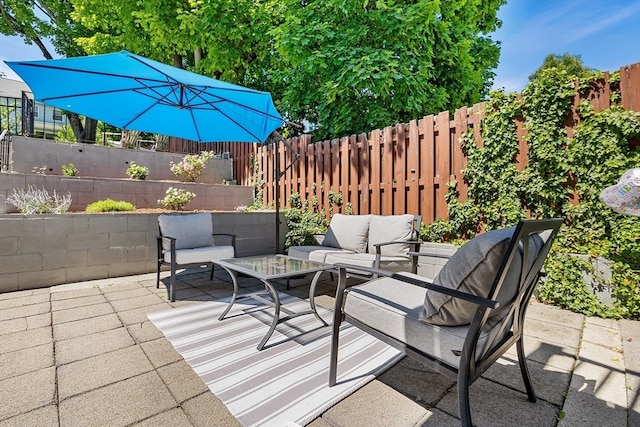 view of patio / terrace with an outdoor living space