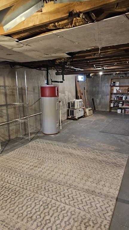 unfinished below grade area with water heater