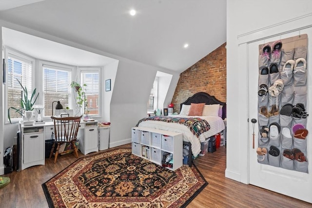 103-105 Broadway, Chelsea, MA 02150 - bedroom with vaulted ceiling, wood finished floors, and recessed lighting