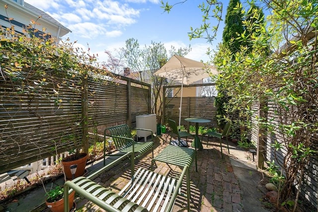 view of patio featuring a fenced backyard