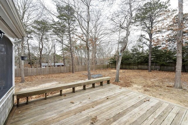 wooden deck featuring a fenced backyard