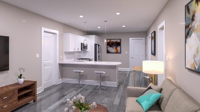 21 Totman St Unit Model-1, Quincy, MA 02169 - living area featuring dark wood-style floors, baseboards, and recessed lighting