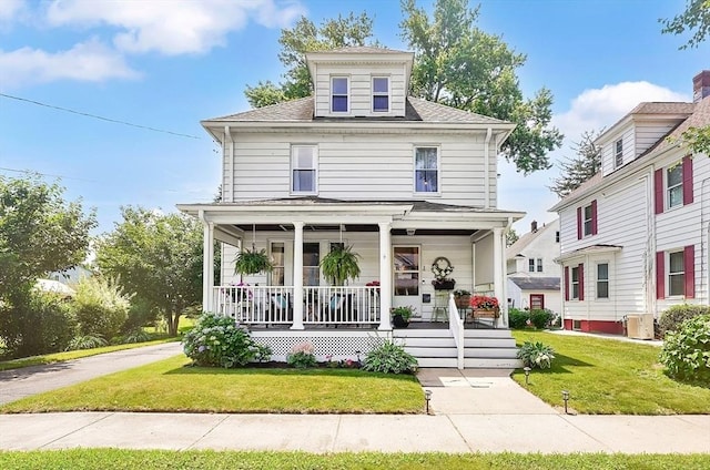 50 Oleander St, West Springfield, MA 01089 - traditional style home with covered porch, a front lawn, and roof with shingles