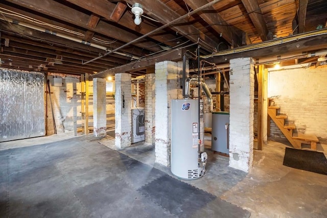 50 Oleander St, West Springfield, MA 01089 - unfinished below grade area with gas water heater and stairs