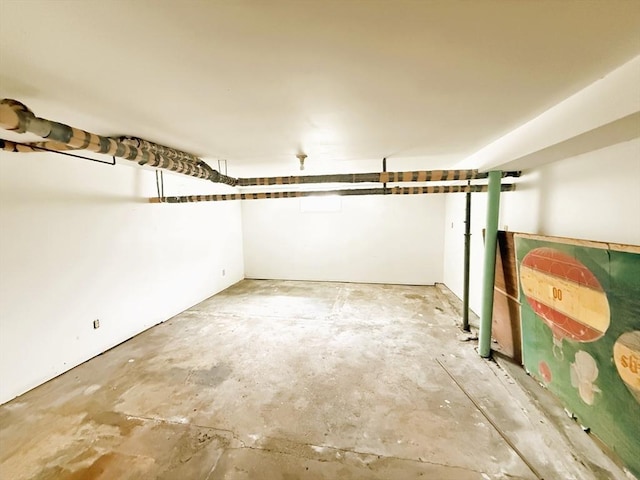 view of unfinished basement