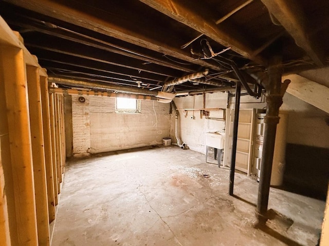 basement with a sink
