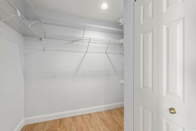 walk in closet featuring wood finished floors