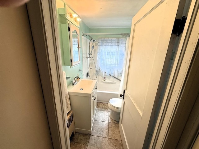 395 Old Colony Rd, Norton, MA 02766 - full bath featuring vanity, toilet,  shower combination, and tile patterned flooring