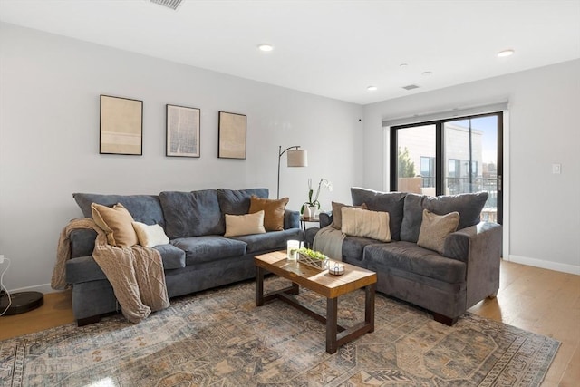 living room featuring hardwood / wood-style flooring