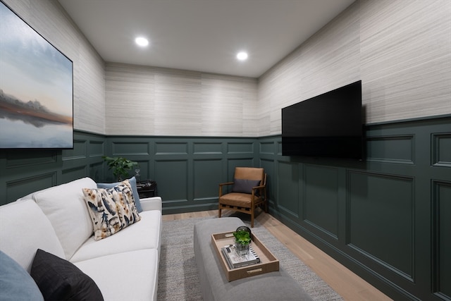 living room with light wood-type flooring