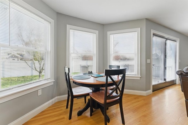 dining room with baseboards and light wood-style floors