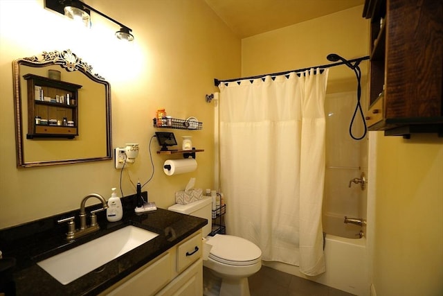 895 Dennison Dr, Southbridge, MA 01550 - full bathroom with tile patterned floors, vanity, and shower / bath combination with curtain
