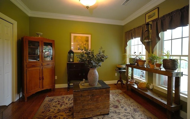 895 Dennison Dr, Southbridge, MA 01550 - sitting room featuring crown molding and wood finished floors