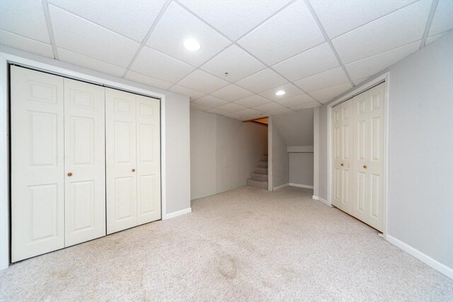1 Knotts St Unit 1, Hudson, MA 01749 - unfurnished bedroom featuring carpet, recessed lighting, baseboards, and a drop ceiling