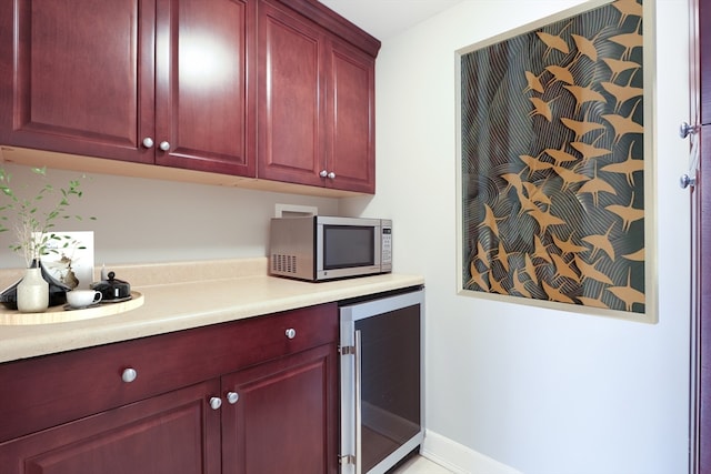 kitchen with wine cooler