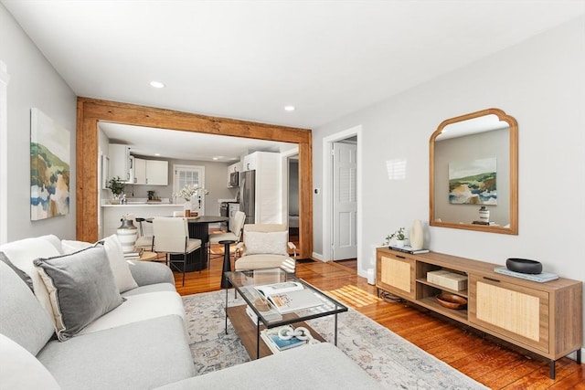 living room with light wood-type flooring