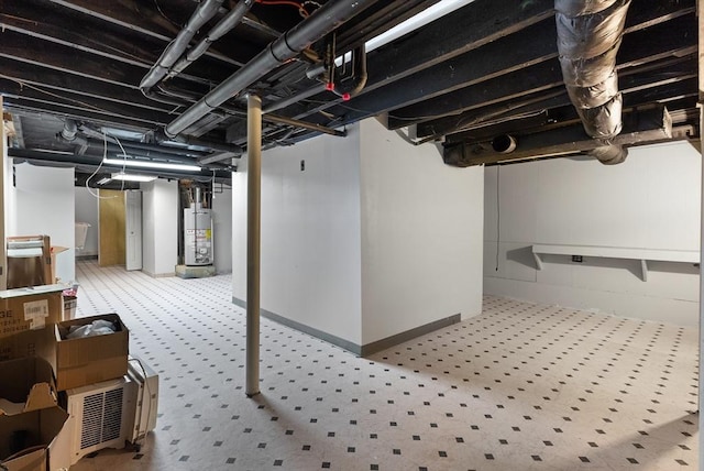 finished basement with water heater