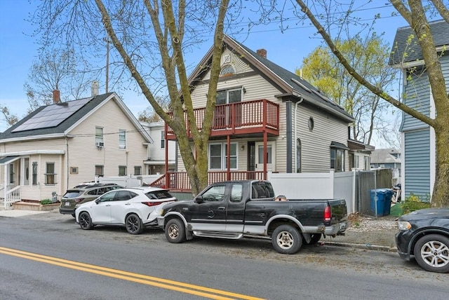 view of front of property with a chimney