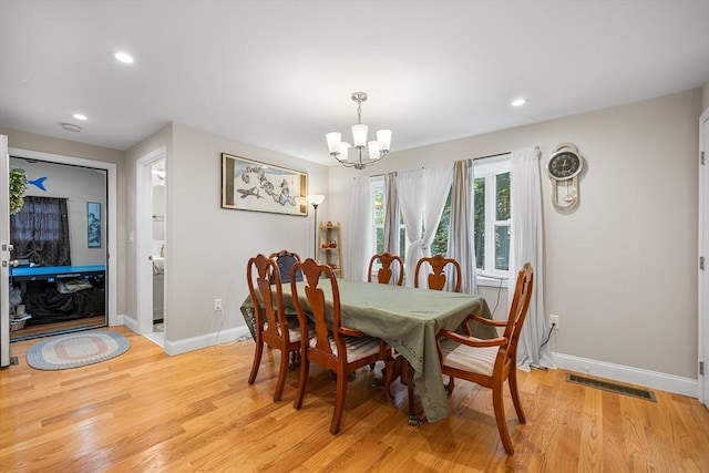 26 Weybosset St, Weymouth, MA 02191 - dining area with a chandelier, baseboards, light wood finished floors, and recessed lighting