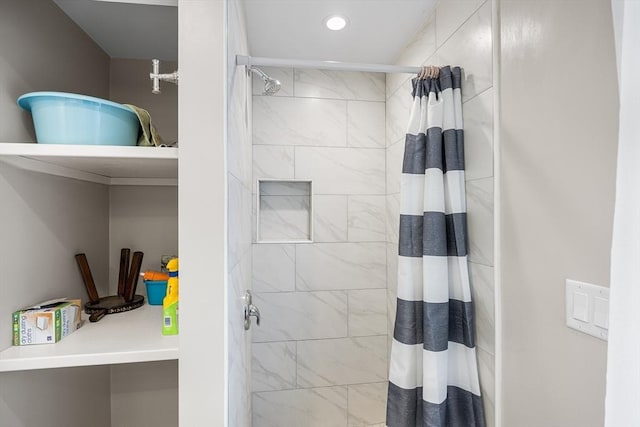 26 Weybosset St, Weymouth, MA 02191 - bathroom with tiled shower and recessed lighting